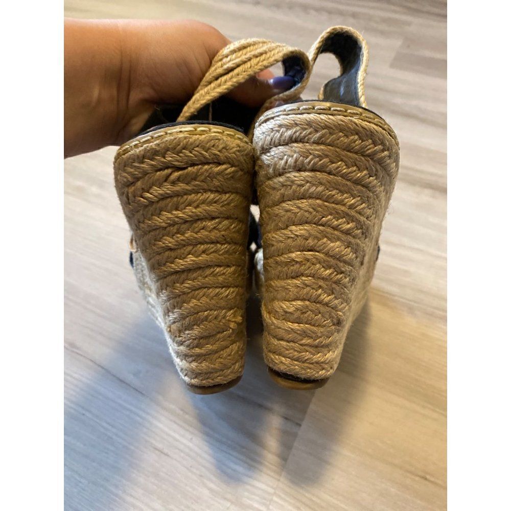 Steve Madden Eira, women’s black open toed espadrille high wedges size 9.5 - Picture 4 of 9